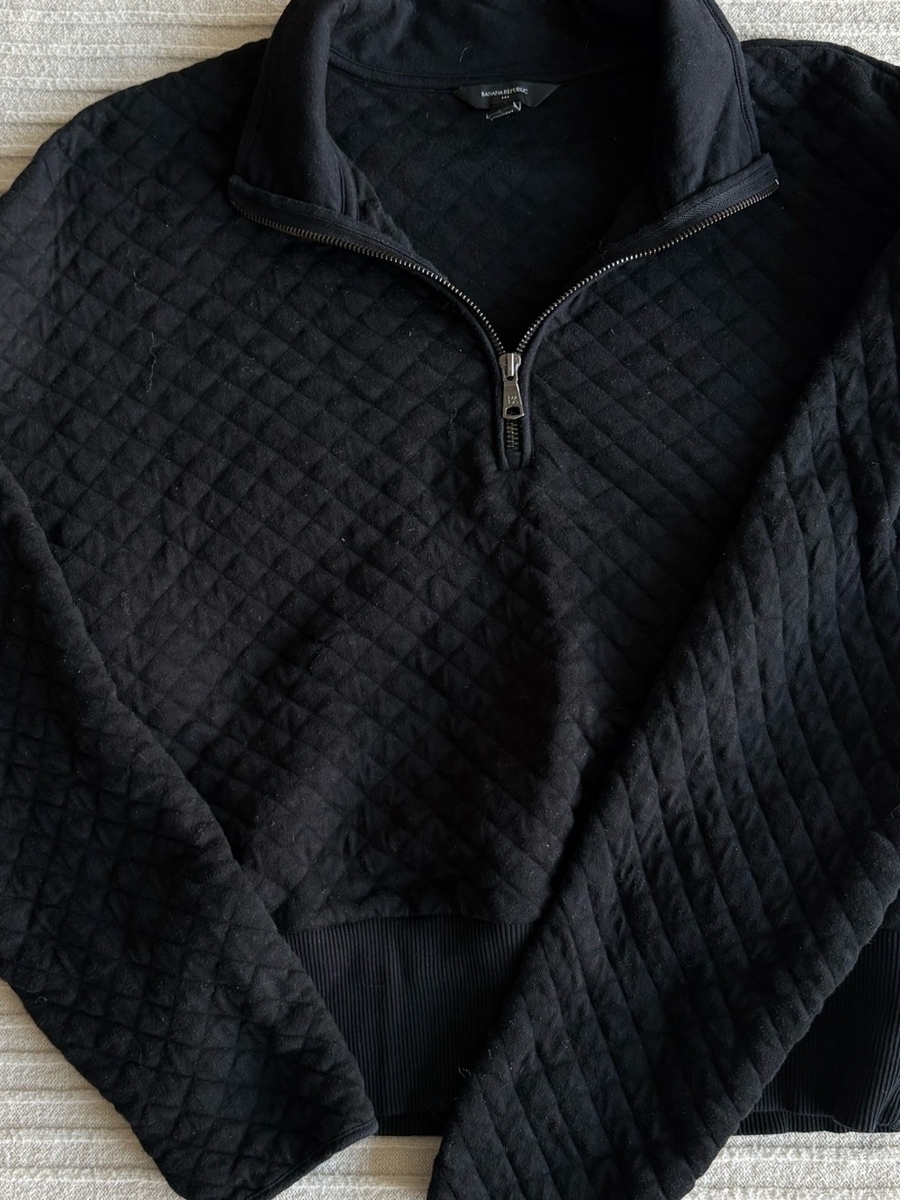 Banana Republic Black Quilted Half-Zip Women's Sweater